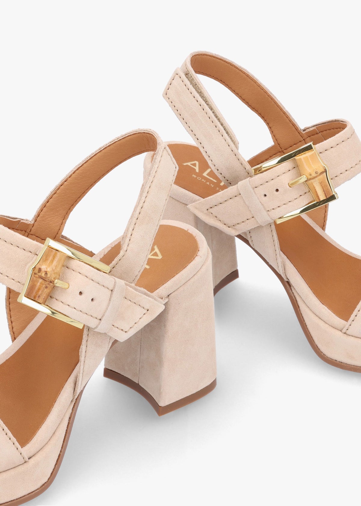 Athens Beige Suede Block Heel Platform Sandals