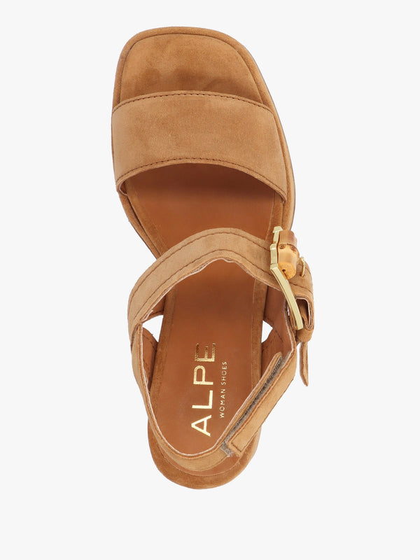 Athens Tan Suede Block Heel Platform Sandals