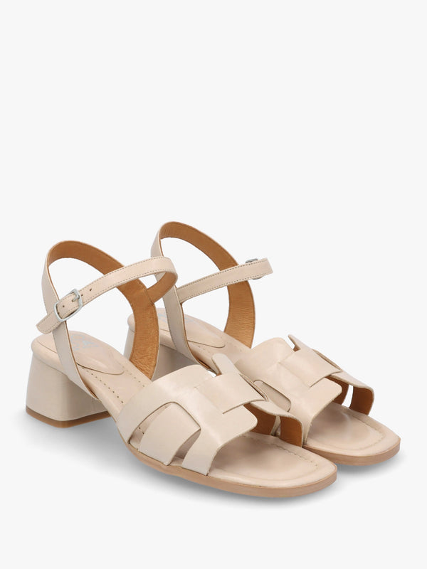 Mariie Off White Leather Heeled Sandals