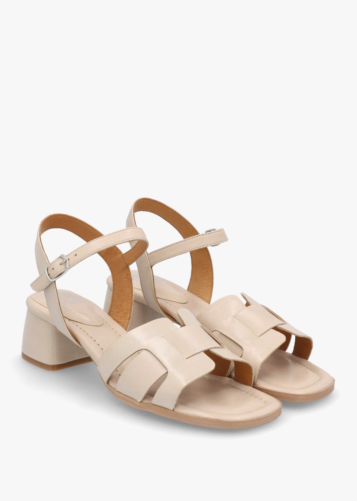 Mariie Off White Leather Heeled Sandals