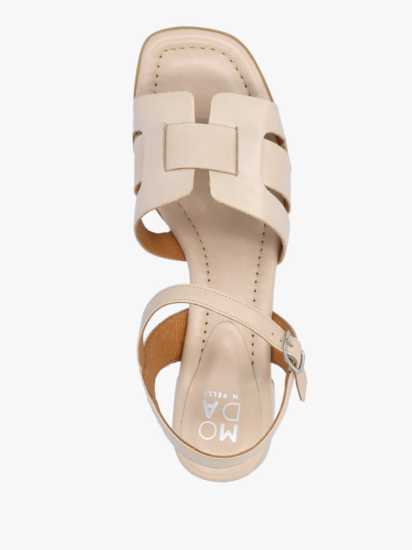 Mariie Off White Leather Heeled Sandals