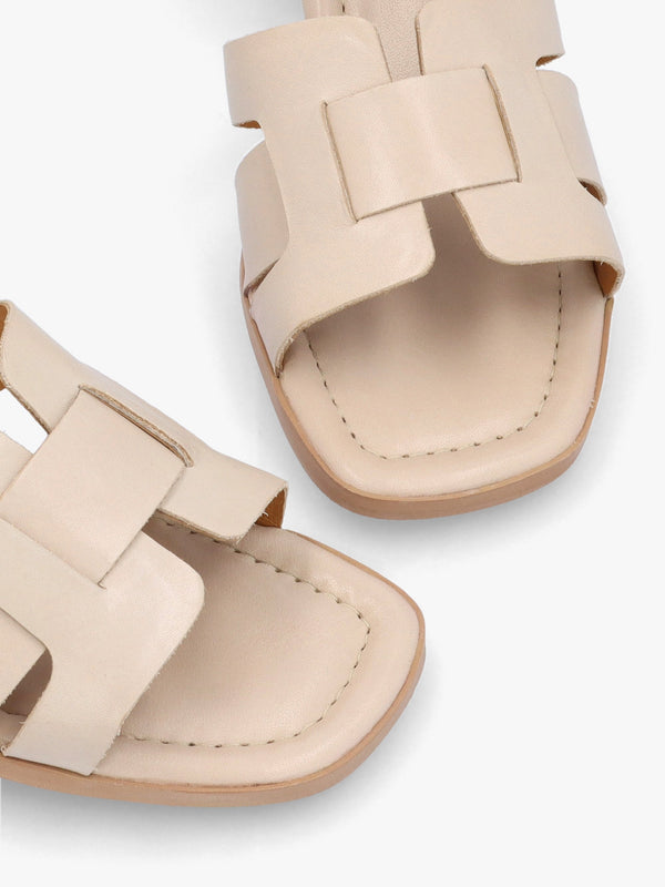 Mariie Off White Leather Heeled Sandals
