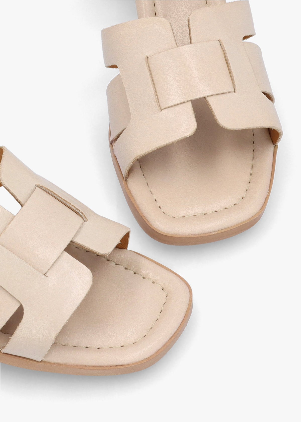 Mariie Off White Leather Heeled Sandals