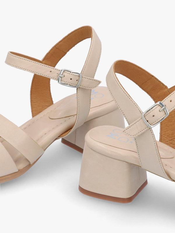 Mariie Off White Leather Heeled Sandals