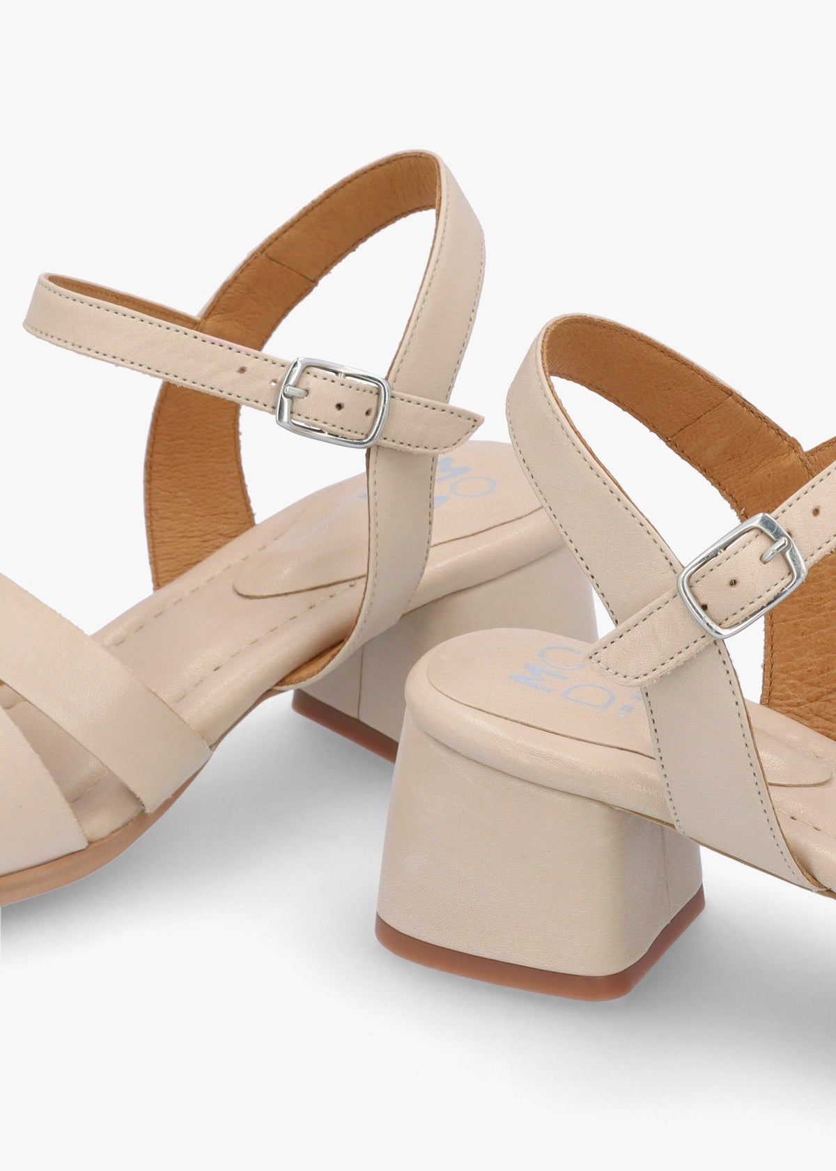 Mariie Off White Leather Heeled Sandals