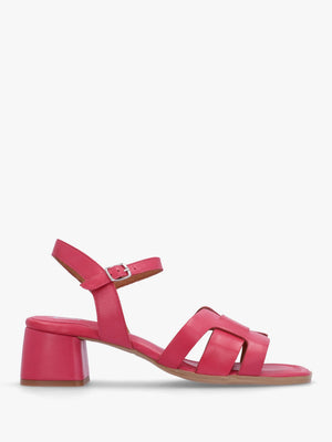 Mariie Raspberry Leather Heeled Sandals
