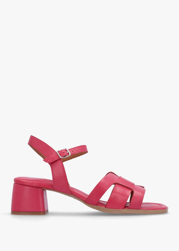 Mariie Raspberry Leather Heeled Sandals