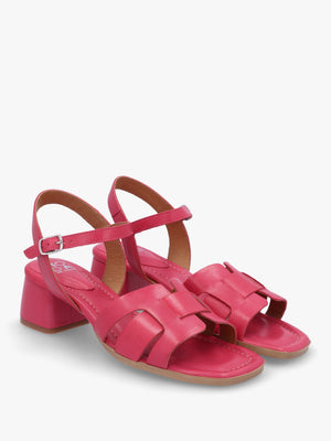 Mariie Raspberry Leather Heeled Sandals
