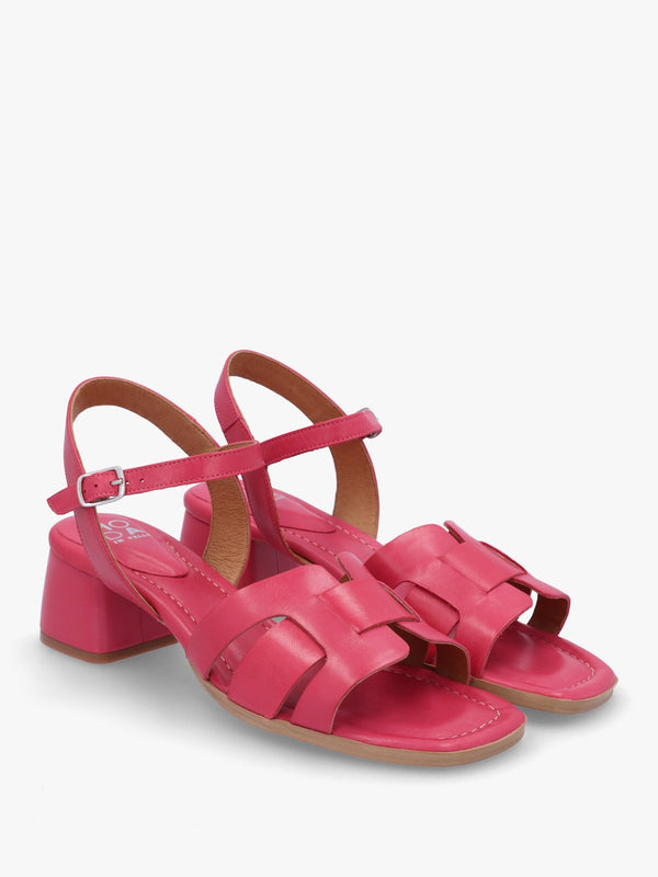 Mariie Raspberry Leather Heeled Sandals