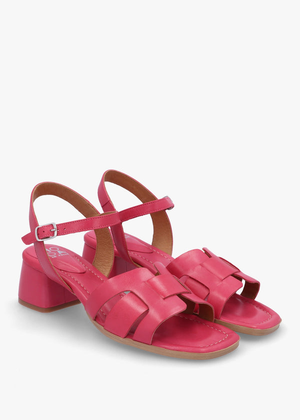 Mariie Raspberry Leather Heeled Sandals