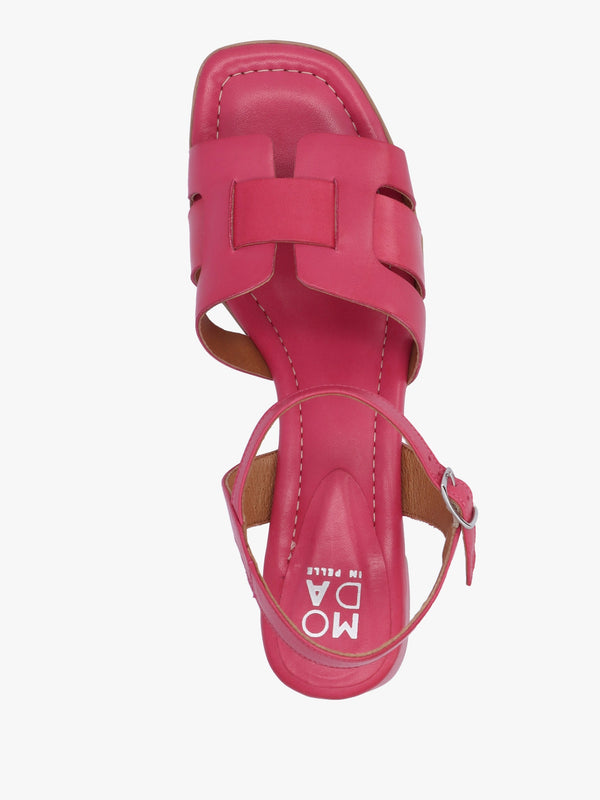Mariie Raspberry Leather Heeled Sandals