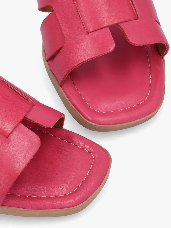 Mariie Raspberry Leather Heeled Sandals