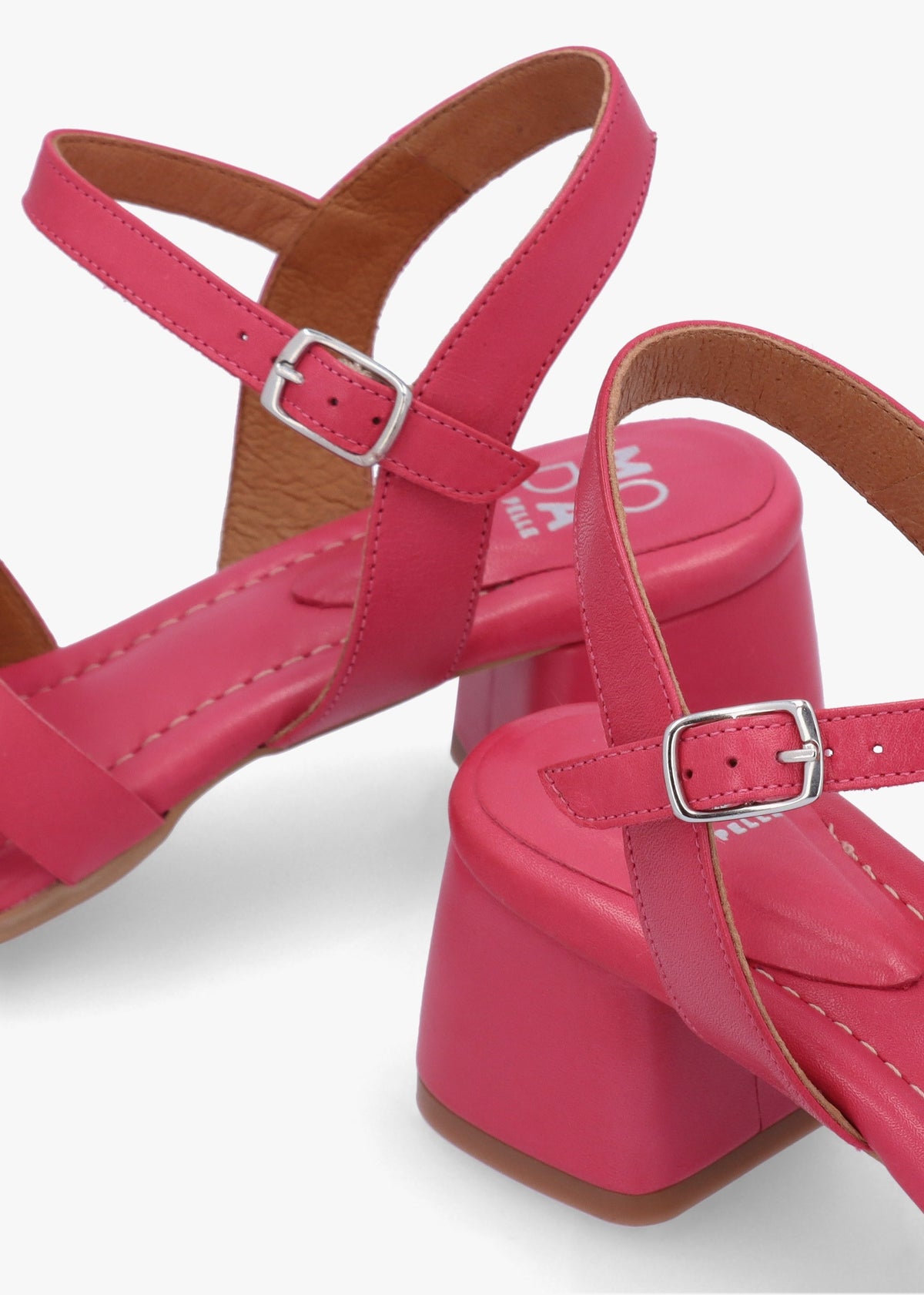 Mariie Raspberry Leather Heeled Sandals