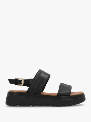 Netty Black Leather Chunky Sandals