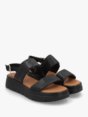 Netty Black Leather Chunky Sandals
