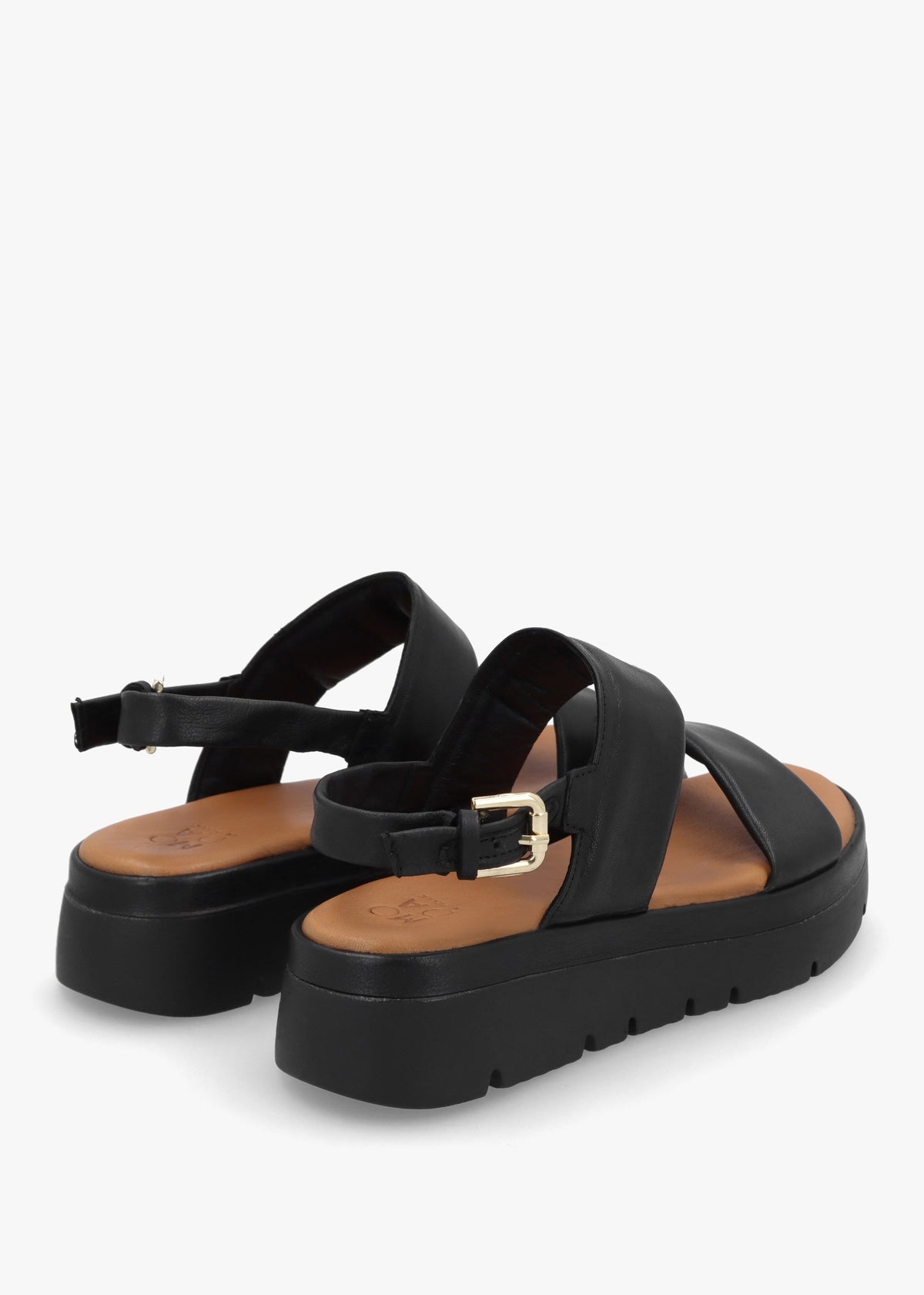 Netty Black Leather Chunky Sandals