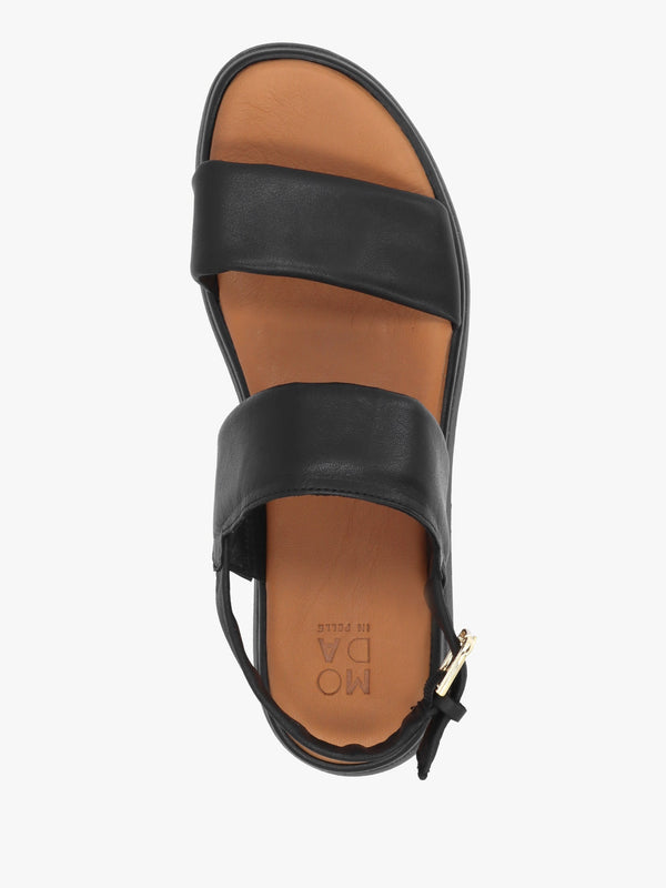 Netty Black Leather Chunky Sandals