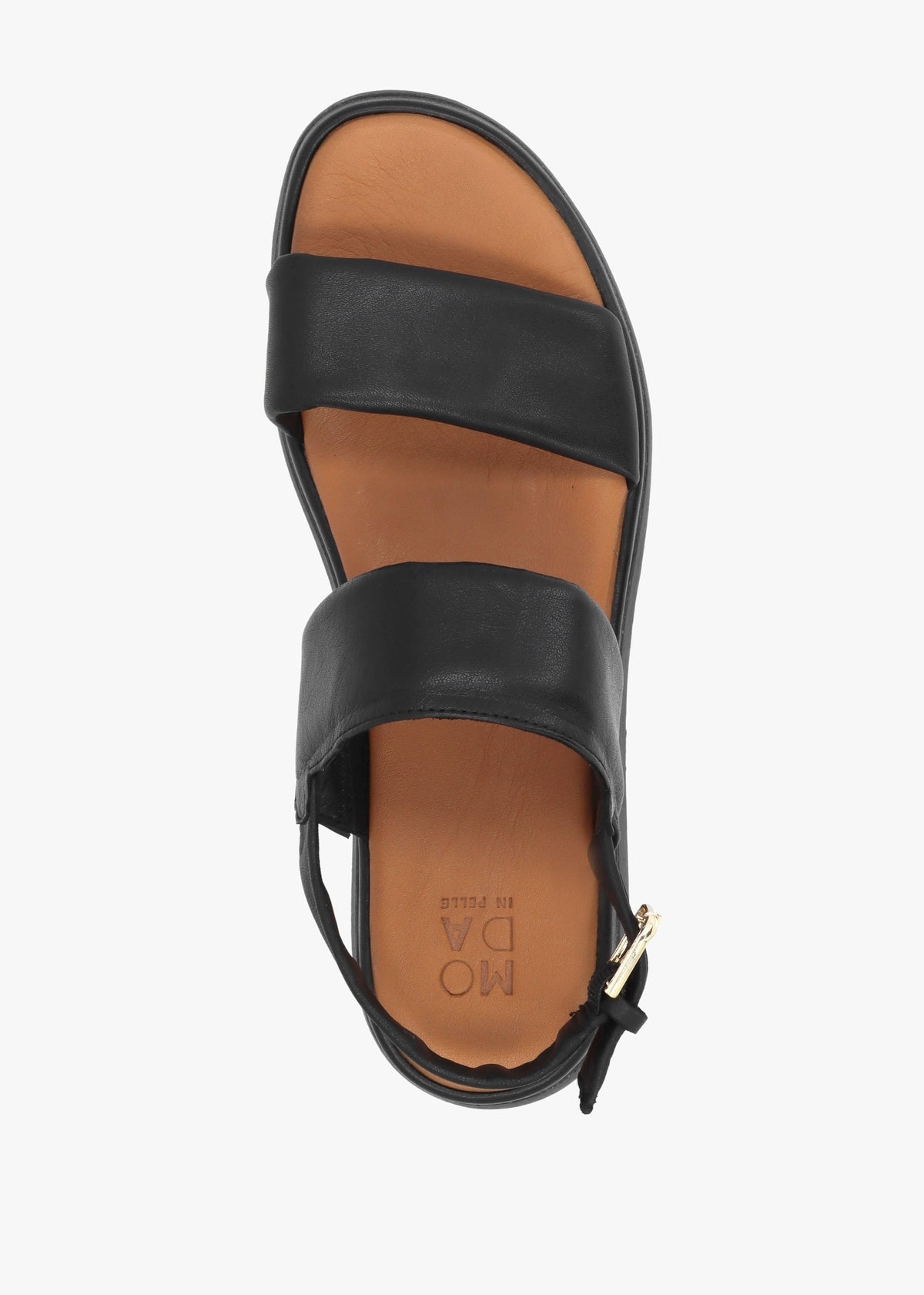Netty Black Leather Chunky Sandals