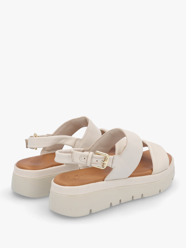 Netty Cream Leather Chunky Sandals