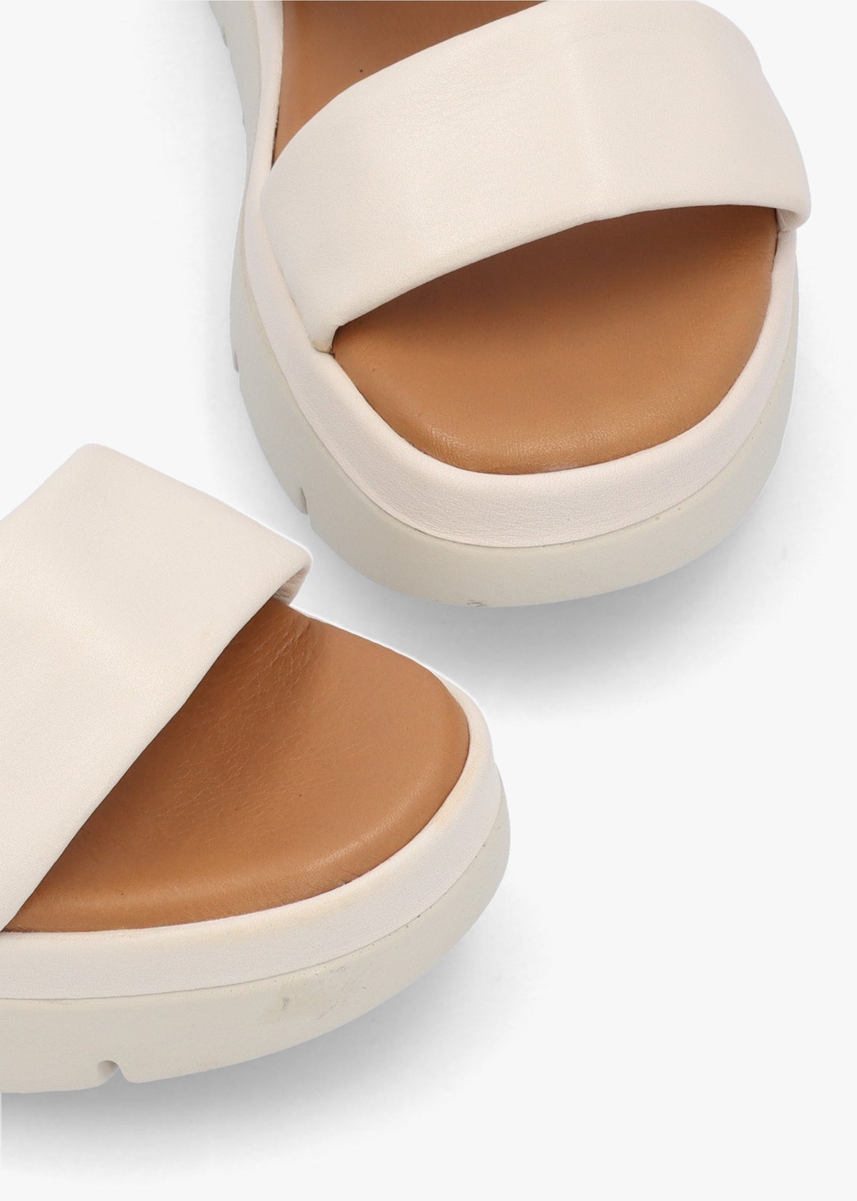 Netty Cream Leather Chunky Sandals