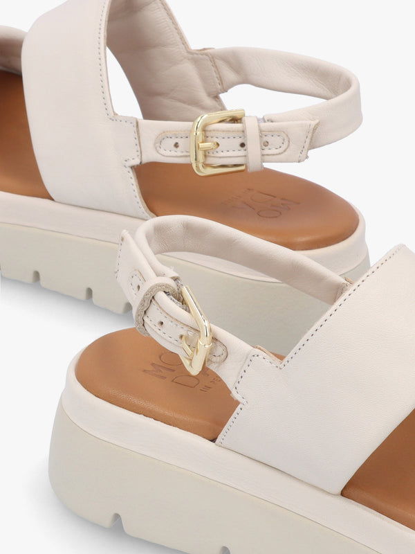 Netty Cream Leather Chunky Sandals