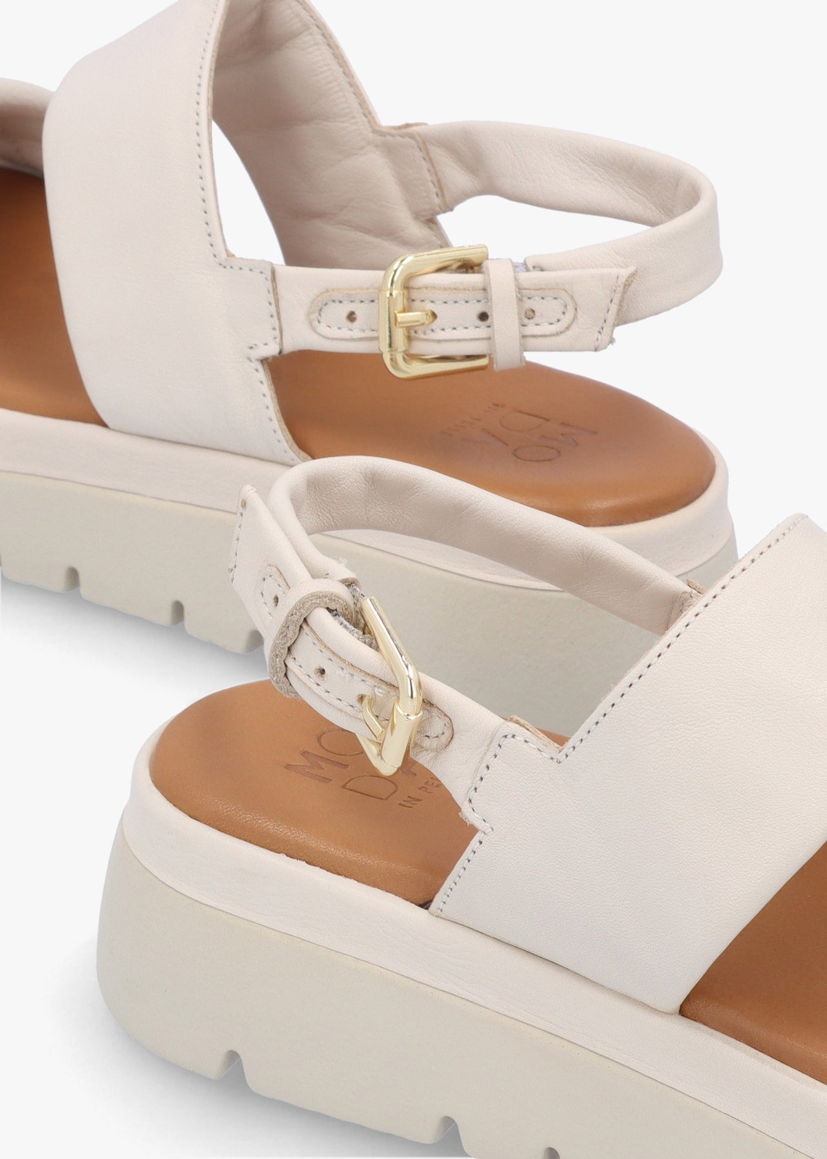 Netty Cream Leather Chunky Sandals