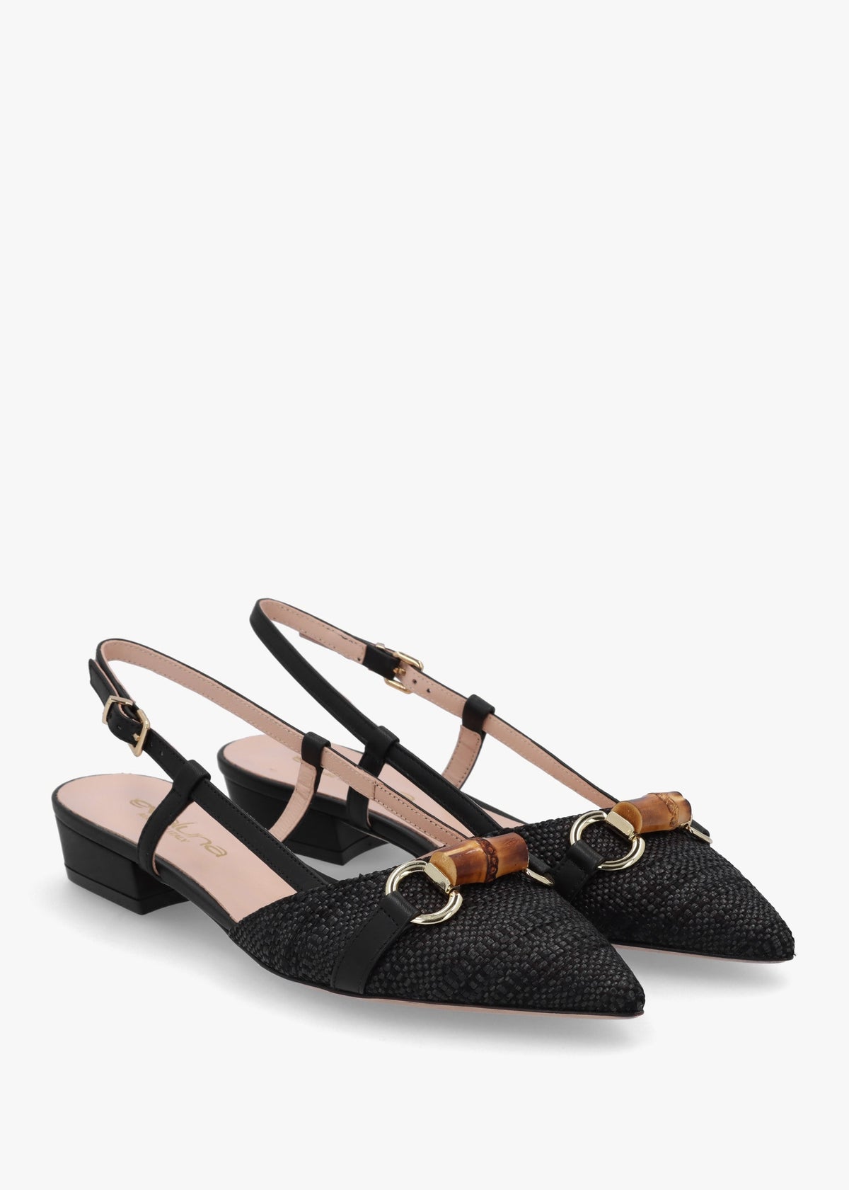 Black Woven Pointed Toe Flat Sandals