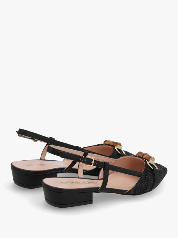 Black Woven Pointed Toe Flat Sandals