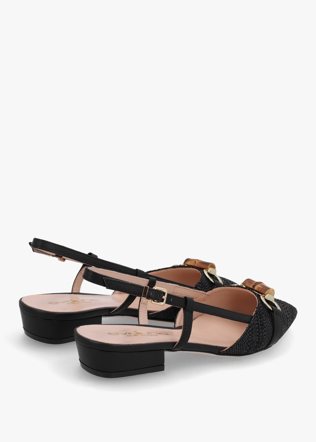 Black Woven Pointed Toe Flat Sandals