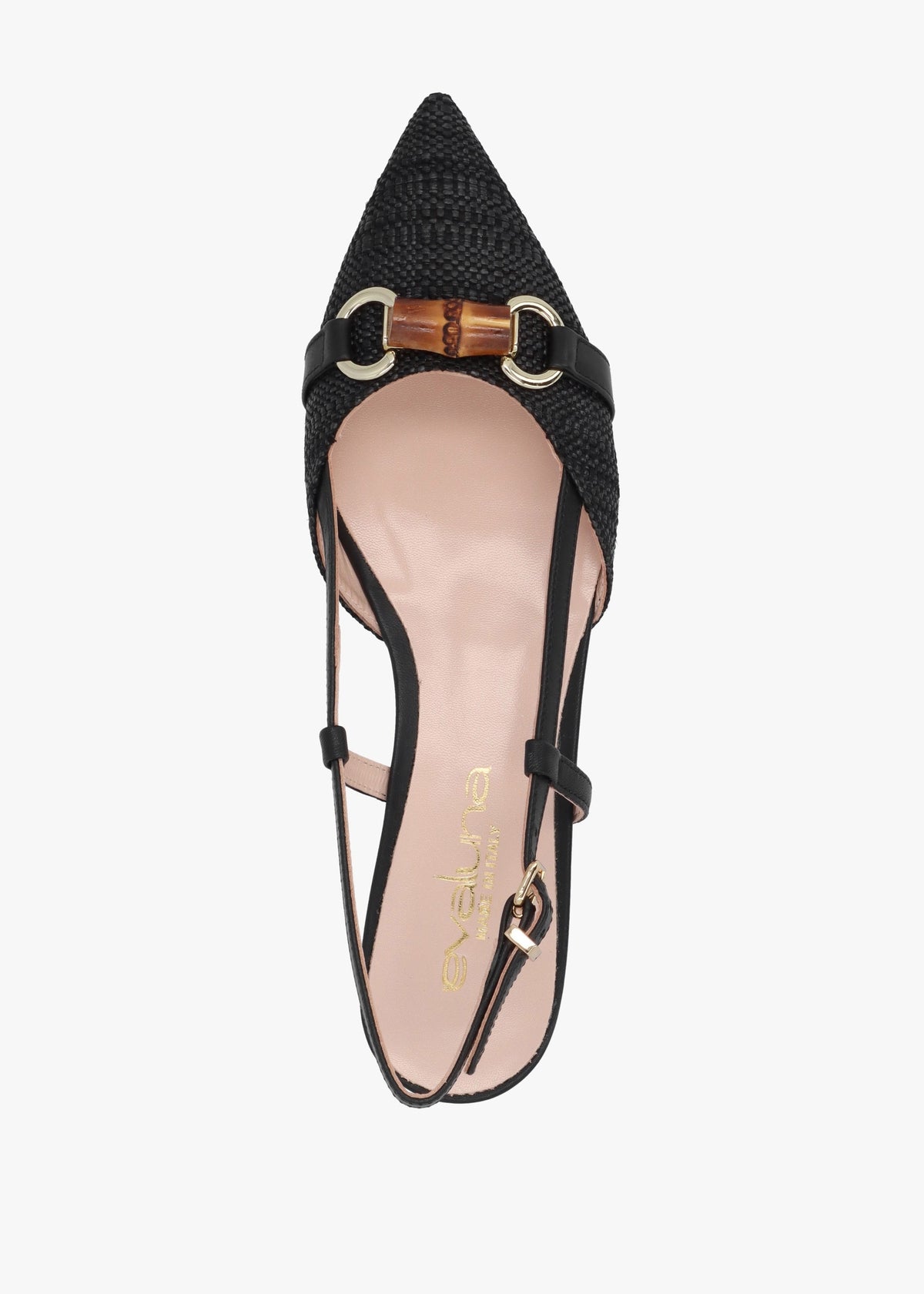 Black Woven Pointed Toe Flat Sandals