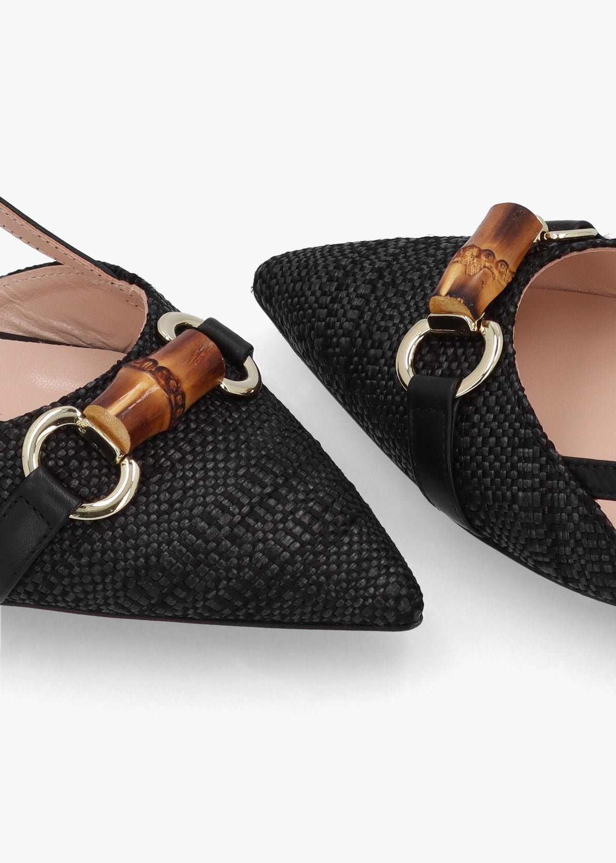 Black Woven Pointed Toe Flat Sandals