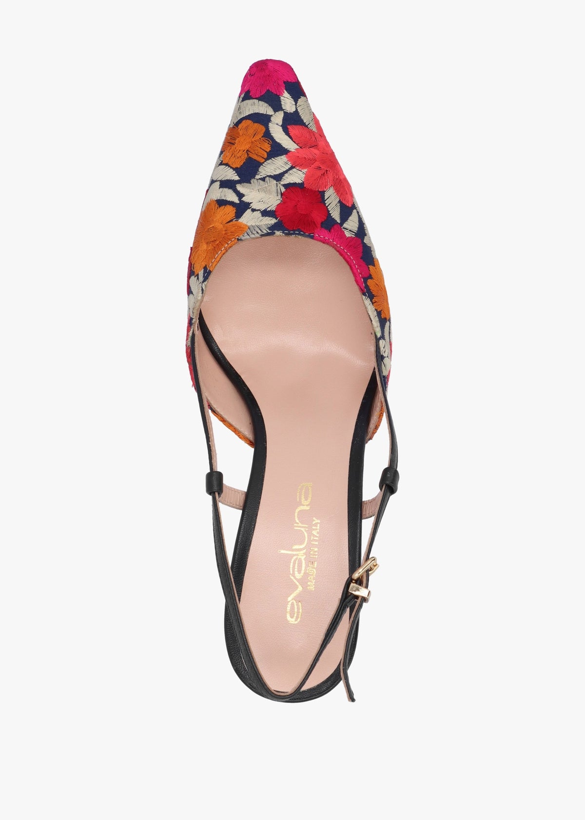 Multicoloured Floral Embroidered Closed Toe Low Heeled Sandals