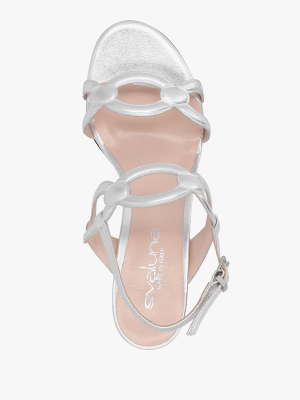 Silver Metallic Cut Away Heeled Sandals