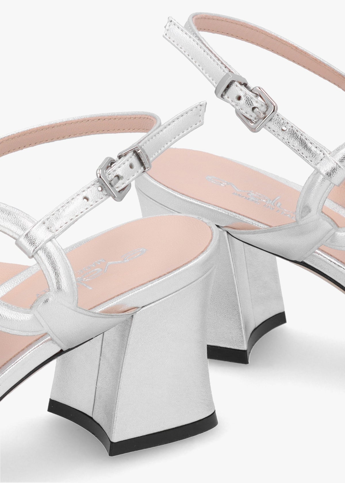 Silver Metallic Cut Away Heeled Sandals