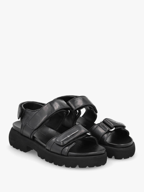Skill Black Leather Chunky Sandals
