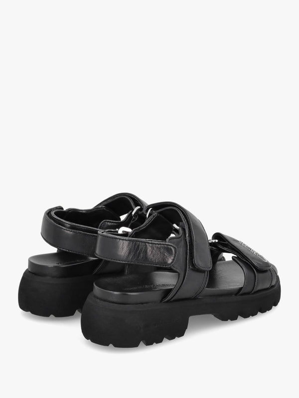 Skill Black Leather Chunky Sandals
