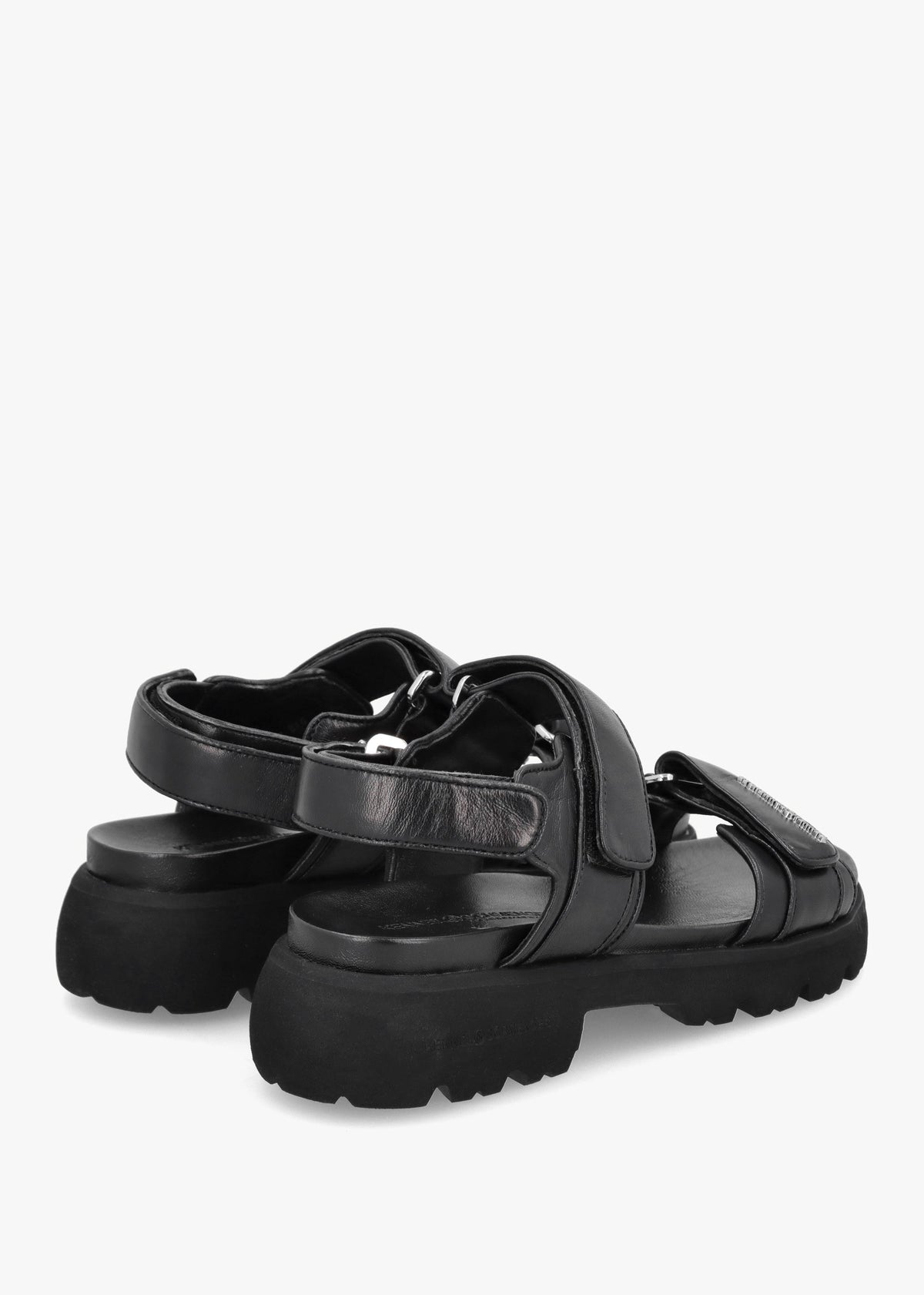 Skill Black Leather Chunky Sandals