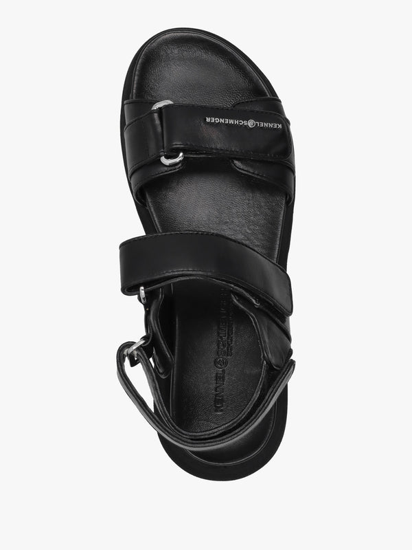 Skill Black Leather Chunky Sandals