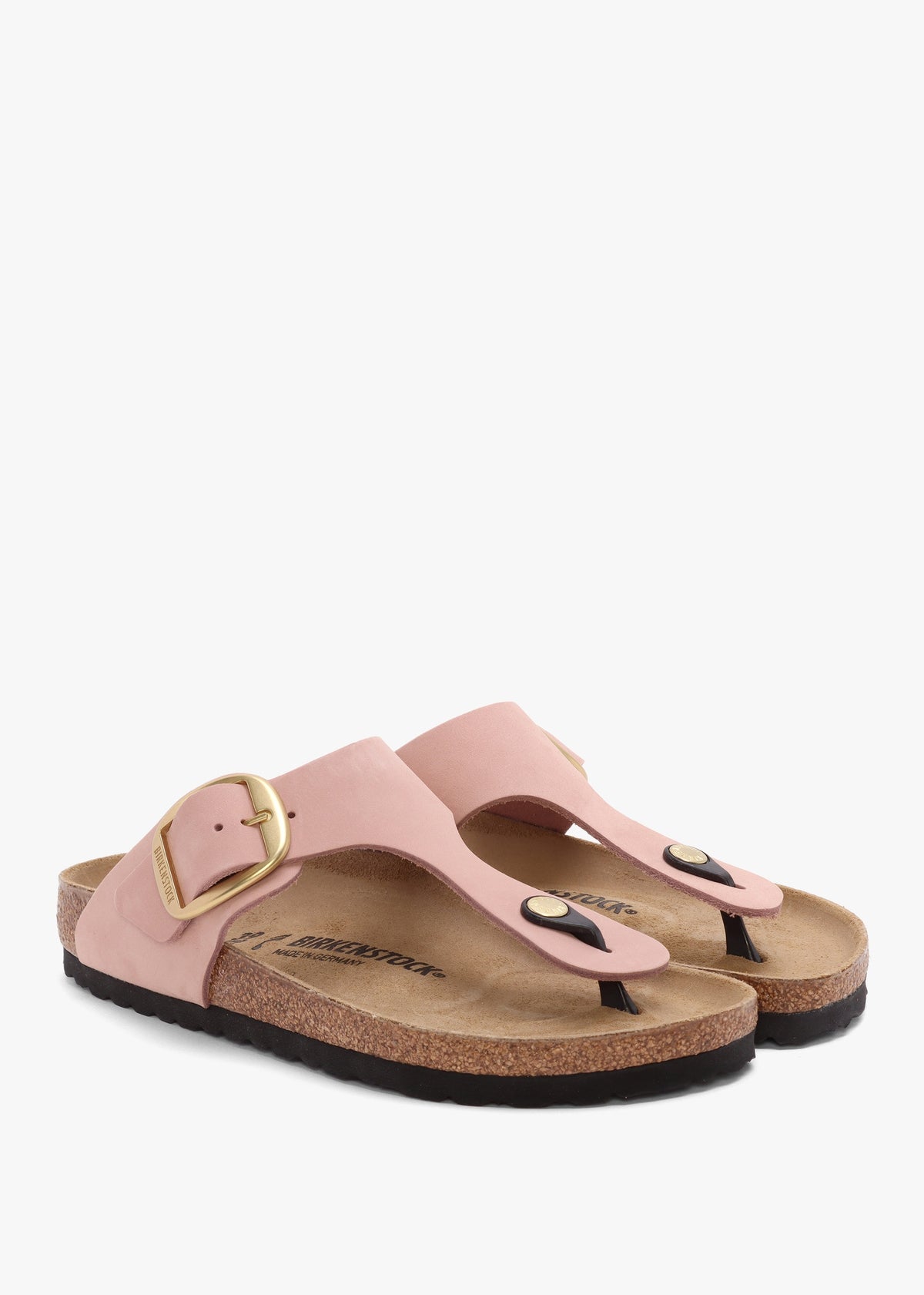 Gizeh Big Buckle Soft Pink Nubuck Leather Toe Post Sandals