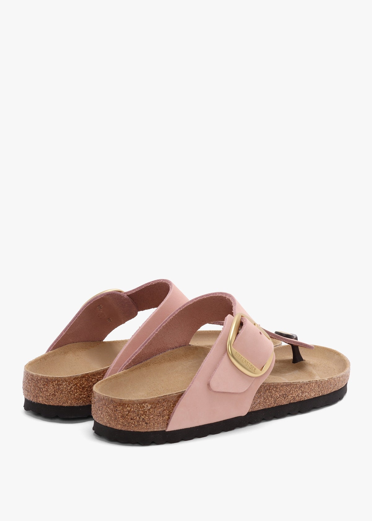 Gizeh Big Buckle Soft Pink Nubuck Leather Toe Post Sandals