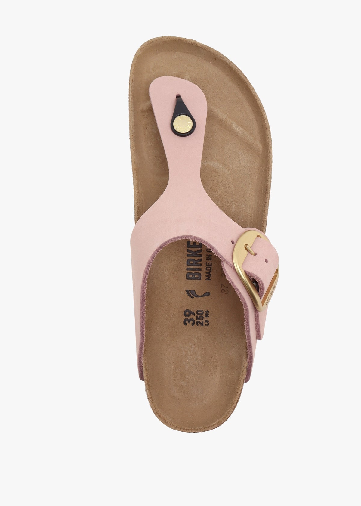 Gizeh Big Buckle Soft Pink Nubuck Leather Toe Post Sandals