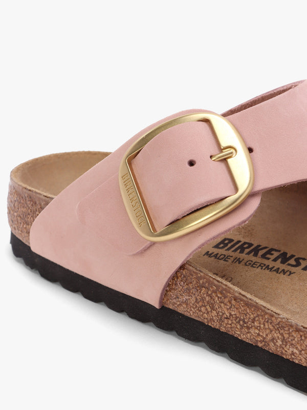 Gizeh Big Buckle Soft Pink Nubuck Leather Toe Post Sandals