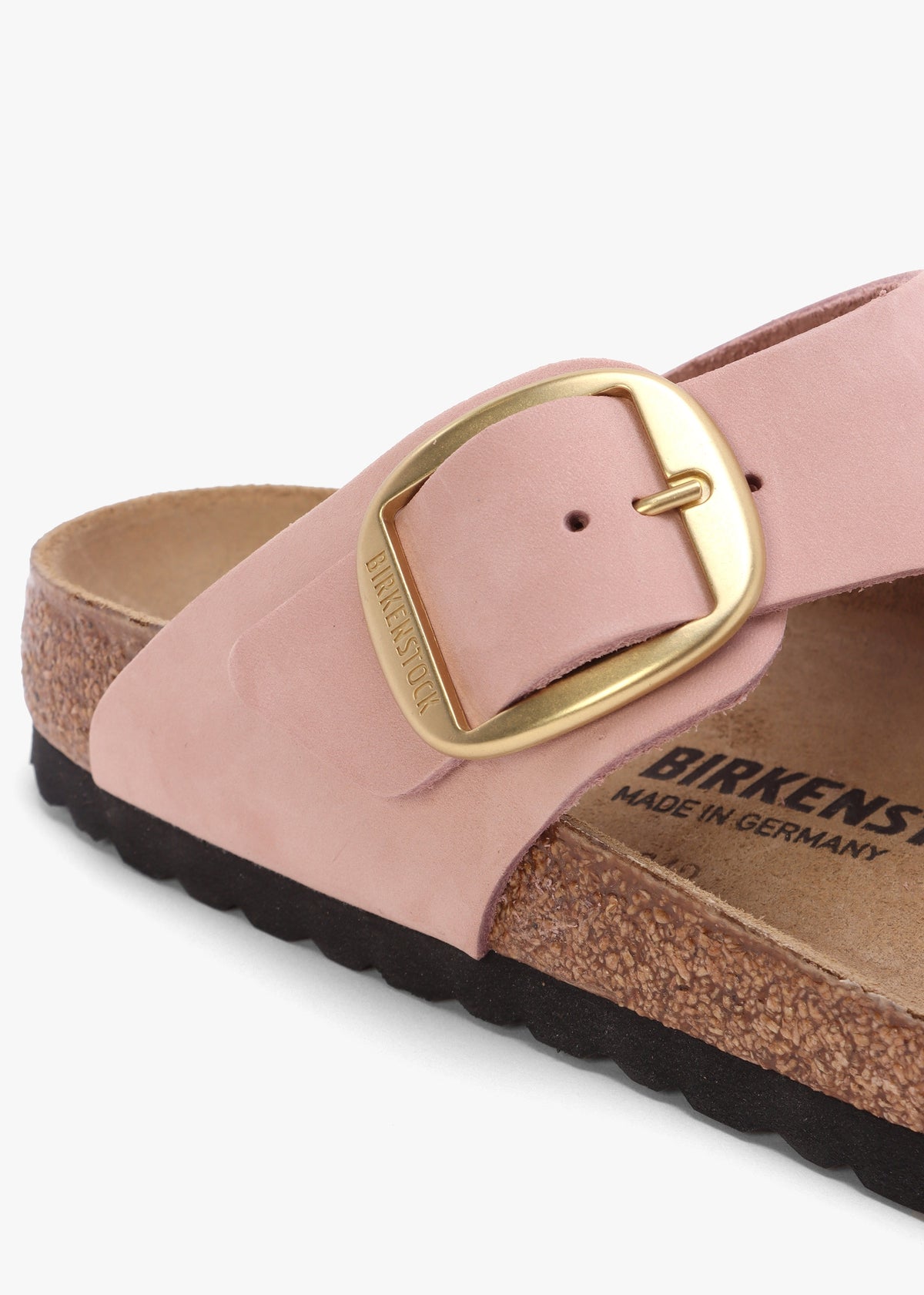 Gizeh Big Buckle Soft Pink Nubuck Leather Toe Post Sandals