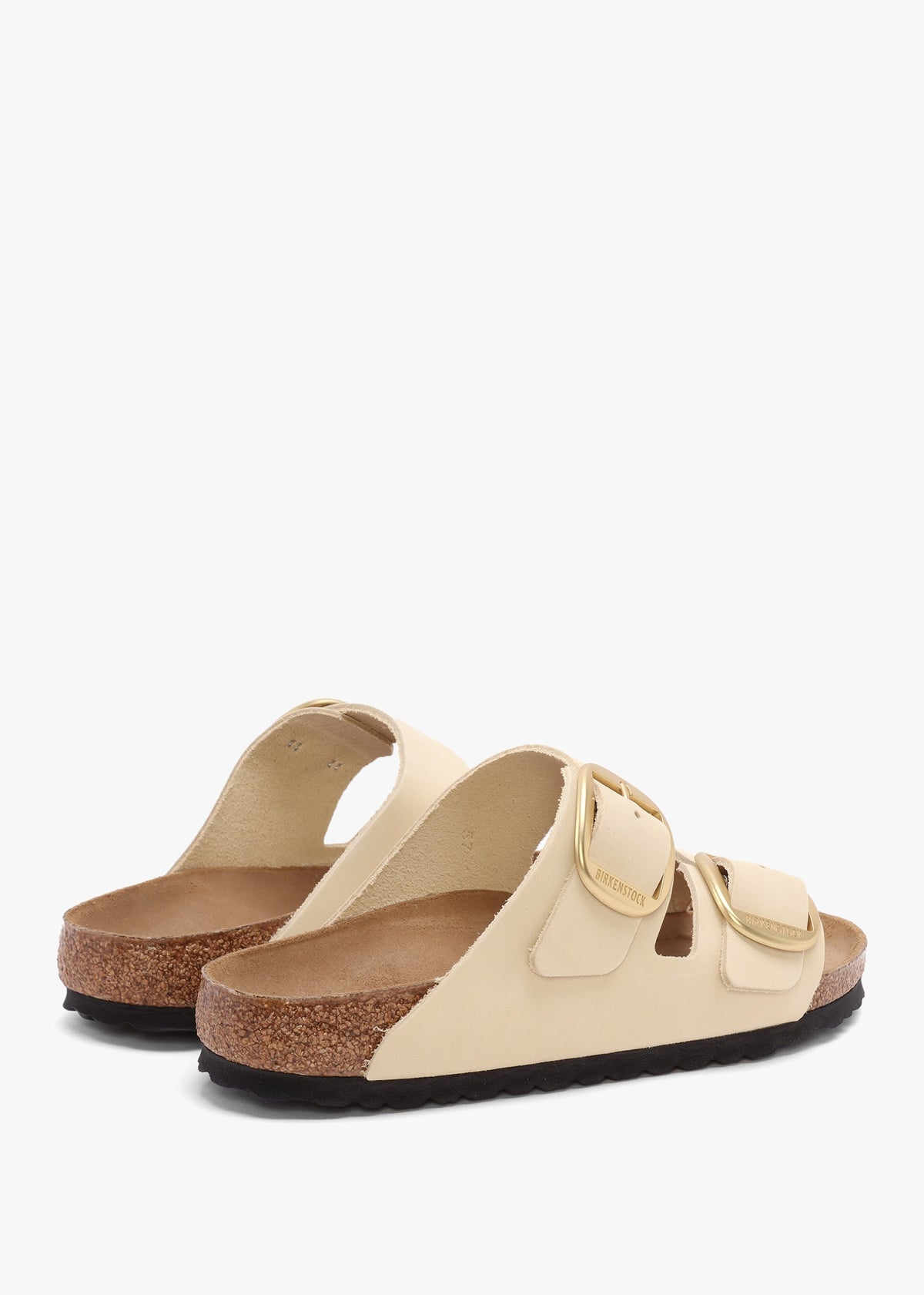 Arizona Big Buckle Ecru Nubuck Leather Two Bar Mules