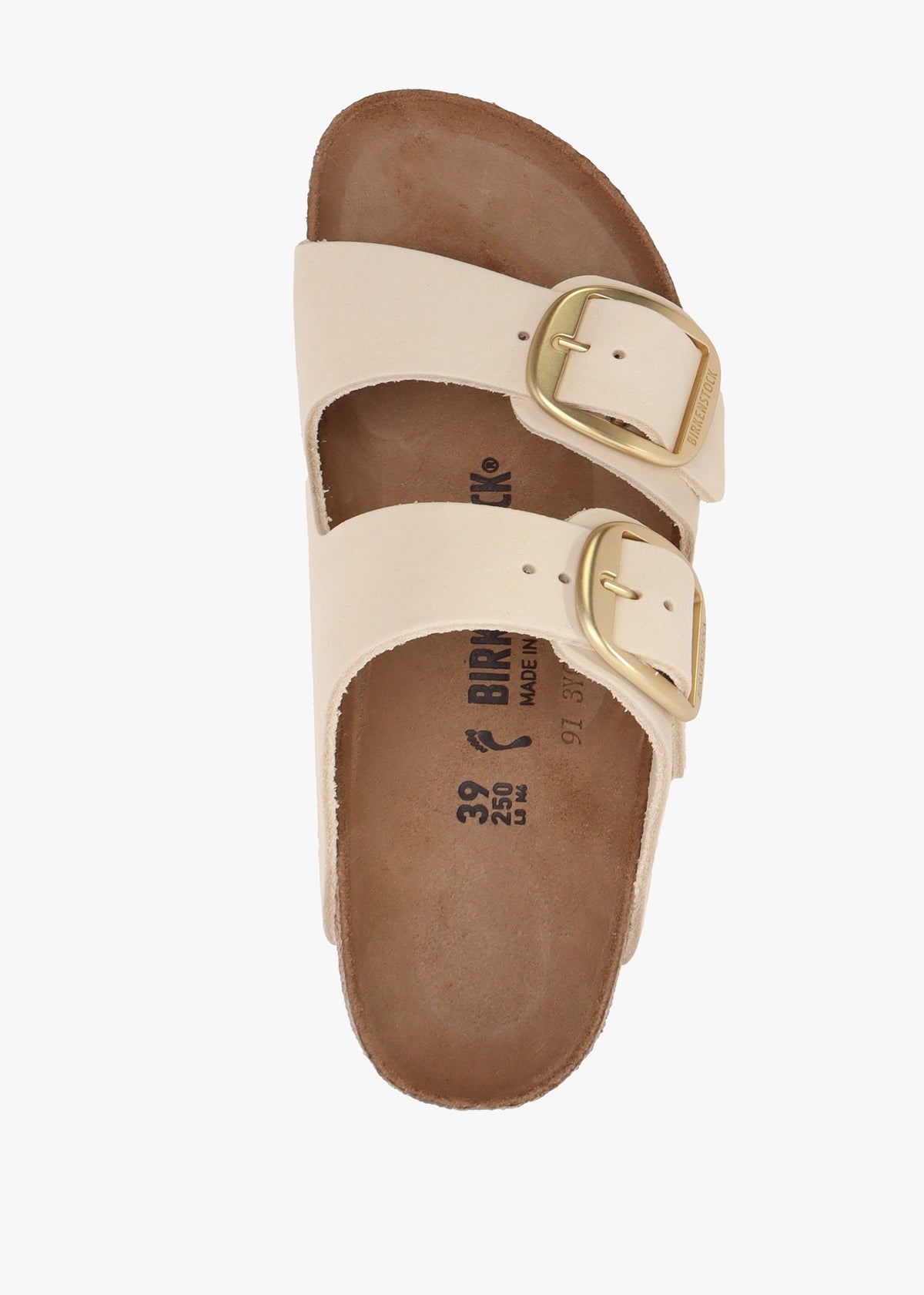Arizona Big Buckle Ecru Nubuck Leather Two Bar Mules