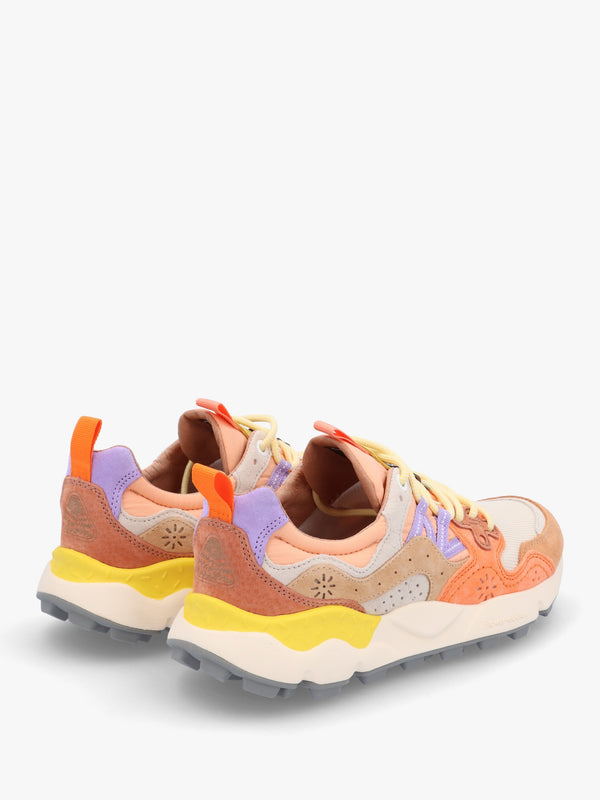 Women's Yamano 3 White Beige Salmon Suede & Technical Fabric Trainers