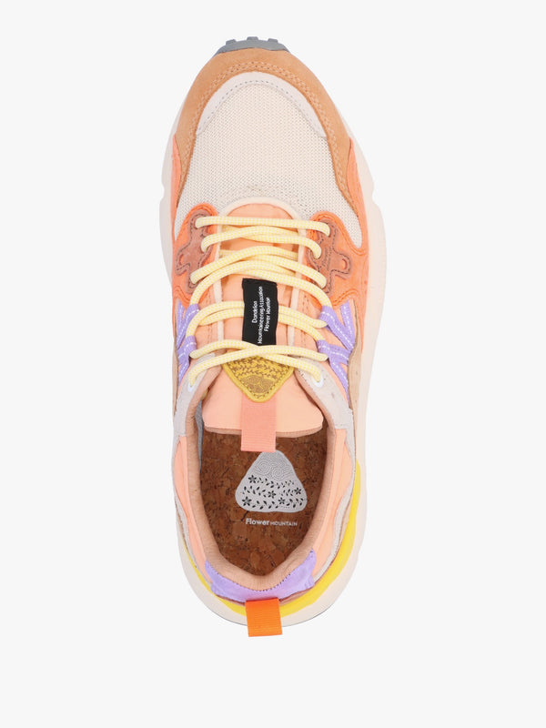 Women's Yamano 3 White Beige Salmon Suede & Technical Fabric Trainers