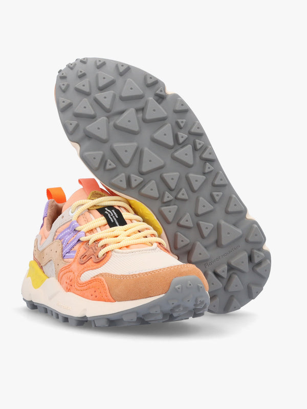 Women's Yamano 3 White Beige Salmon Suede & Technical Fabric Trainers