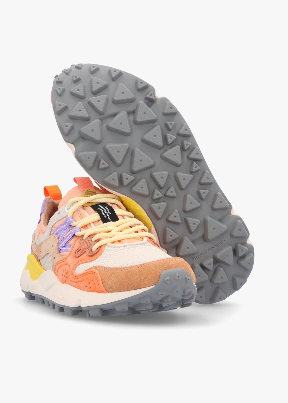 Women's Yamano 3 White Beige Salmon Suede & Technical Fabric Trainers