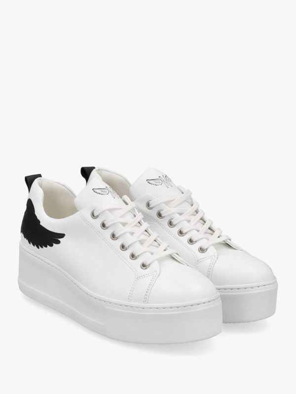 Angels Rise Black Leather Flatform Trainers